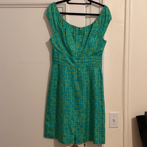 Milly New York Green Yellow Cap Sleeve Silk Dress - Picture 3 of 4